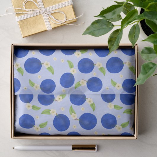 Botanische Pflaumen-Kollektion Blau Seidenpapier (Geschenk)