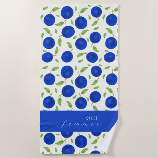 Botanische Pflaumen Kollektion Elfenbein Strandtuch (Vorderseite)