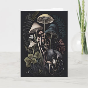Botanische Pilze Dunkles Cottagecore-Druck, Dunkel Karte