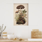 Botanische Pilze in Moosfarn, Boho-Waldlandschaft Poster (Küche)