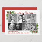 Botanische Pine Multi Foto Weihnachtskarte Feiertagskarte (Vorne/Hinten)