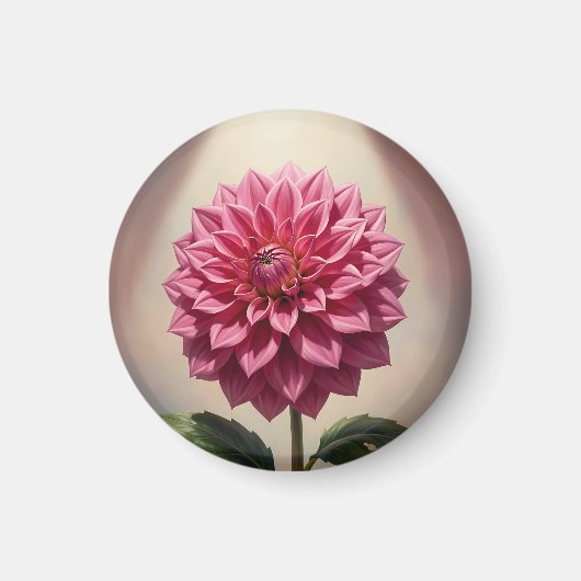 Botanische Pinke Dahlienblüte Magnet (Vorne)
