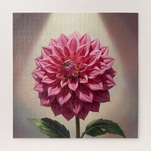 Botanische Pinke Dahlienblüte Puzzle (Vertikal)
