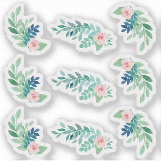 Botanische Planerblätter für Wasserfarben Aufkleber (Vorderseite)