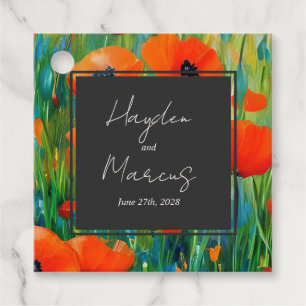 Botanische Poppy-Hochzeit Geschenkanhänger