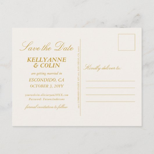 Botanische Postkarte Elegante Poppy Save the Date (Rückseite)