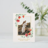 Botanische Postkarte Elegante Poppy Save the Date (Stehend Vorderseite)
