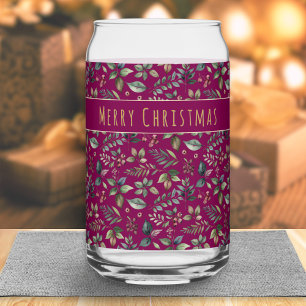 Botanische Print Christmas Deep Red Personalisiert Dosenglas