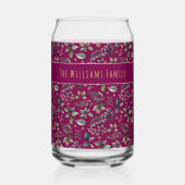 Botanische Print Christmas Deep Red Personalisiert Dosenglas (Rückseite)