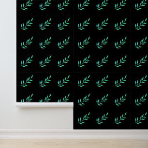 Botanische Print Green Leaves Muster Garten Schwar Tapete