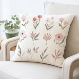 Botanische Print Watercolor Blume Throw Kissen