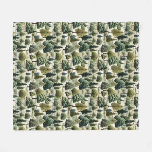 Botanische PrintIllustration Grünwald Fleecedecke (Vorderseite (Horizontal))