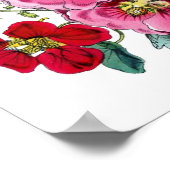 Botanische Printwerbung - Hollyhocks & Rose Poster (Ecke)