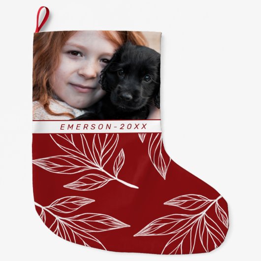 Botanische Printwerbung mit Foto und Name Roter Ur Großer Weihnachtsstrumpf (Vorderseite)