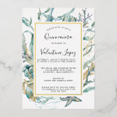 Botanische Quinceanera im tropischen Meer Folieneinladung (Vorderseite)