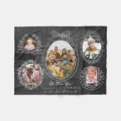 Botanische Rahmen Ribbon 5 Foto Großeltern Schwarz Fleecedecke (Vorderseite (Horizontal))