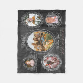 Botanische Rahmen Ribbon 5 Foto Großeltern Schwarz Fleecedecke (Vorderseite)