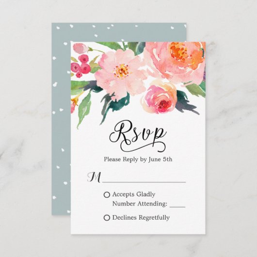 Botanische Reaktion der Watercolor-UAWG RSVP Karte (Vorne/Hinten)