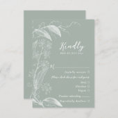 Botanische Reaktionskarte für die zarte botanische RSVP Karte (Vorne/Hinten)