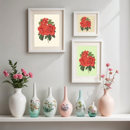 Botanische Red Azalea Illustration Poster