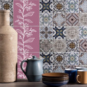 Botanische Reverie L7 Große weiße Pflanze Fliese