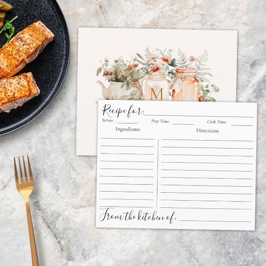 Botanische Rezeptionskarte für mit Monogramm Wald