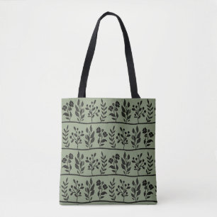 Botanische Rhapsodie Schwarze Blumensilhouette Bot Tasche