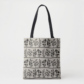Botanische Rhapsodie Schwarze Blumensilhouette Bot Tasche
