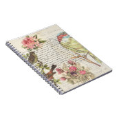 Botanische Ribbon mit Vintagem Vogel-Decoupage Notizblock (Rechte Seite)