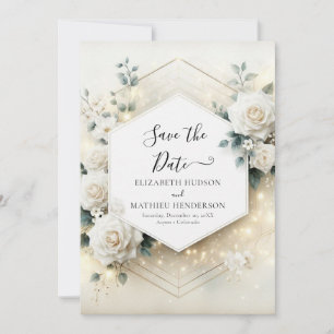 Botanische Romantiker Rosenhochzeit Save The Date