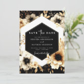 Botanische romantische Hochzeit mit Gold und Schwa Save The Date (Stehend Vorderseite)