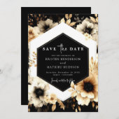 Botanische romantische Hochzeit mit Gold und Schwa Save The Date (Vorne/Hinten)