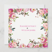 Botanische Rosa Aquarellblumen-Engagement Party Einladung (Rückseite)