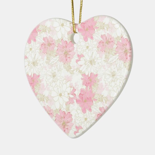 Botanische Rosa-Blume Keramik Ornament (Links)