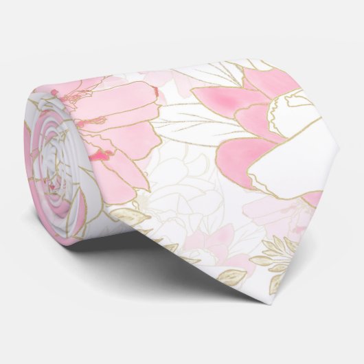 Botanische Rosa-Blume Krawatte (Gerollt)