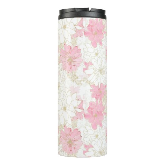 Botanische Rosa-Blume Thermosbecher (Rückseite)