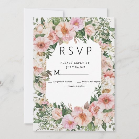 Botanische Rosa Blüte Sommerblüte UAWG Einladung (Vorderseite)