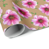 Botanische rosa Dahlie-Blume auf irgendeiner Farbe Geschenkpapier (Rolleneckpunkt)