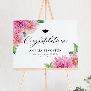 Botanische rosa Dahlie Gratulation Abschluss Poster