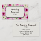 Botanische rosa Garten-mit BlumenBlume Visitenkarte (Vorne/Hinten)