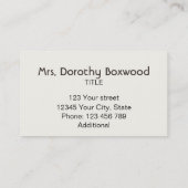 Botanische rosa Garten-mit BlumenBlume Visitenkarte (Rückseite)