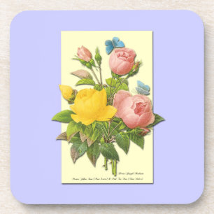 Botanische rosa-gelbe Rosen Untersetzer