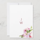 Botanische Rosa Kirschblüte Sommerliche Tischnumme Einladung (Rückseite)