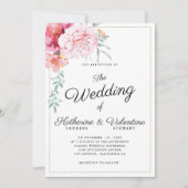 Botanische Rosa-Minze-formelle Drehbuch Blumenhoch Einladung (Vorderseite)