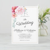Botanische Rosa-Minze-formelle Drehbuch Blumenhoch Einladung (Stehend Vorderseite)