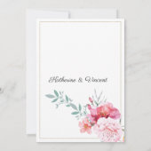 Botanische Rosa-Minze-formelle Drehbuch Blumenhoch Einladung (Rückseite)