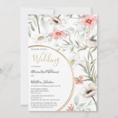 Botanische Rosa-Minze, goldene, blumenreiche Hochz Einladung (Vorderseite)