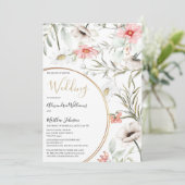 Botanische Rosa-Minze, goldene, blumenreiche Hochz Einladung (Stehend Vorderseite)