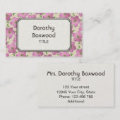 Botanische rosa mit Blumenpelargonie kundengerecht Visitenkarte (Vorne/Hinten)