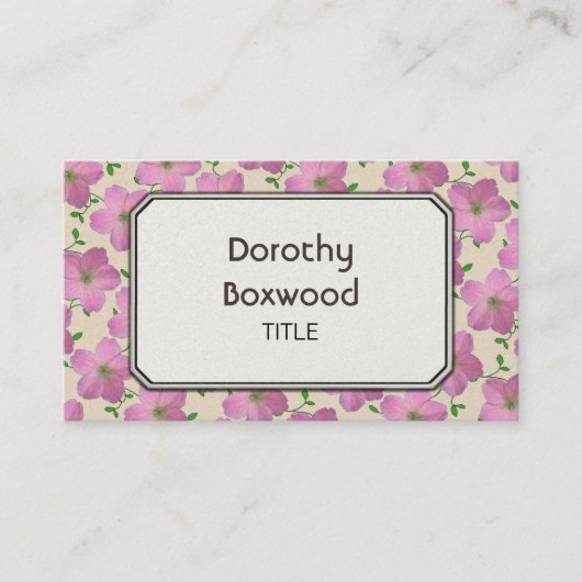 Botanische rosa mit Blumenpelargonie kundengerecht Visitenkarte (Vorderseite)